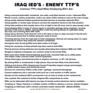 Iraqi Improvised Explosive Devices TTPs Poster