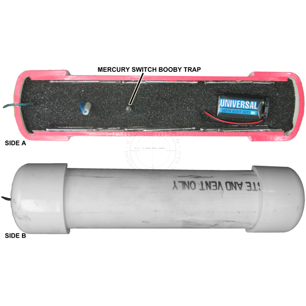 PVC Pipe Bomb Booby Trap Cutaway, Medium (Functional w/ Buzzer) - Inert Replica Training Aid